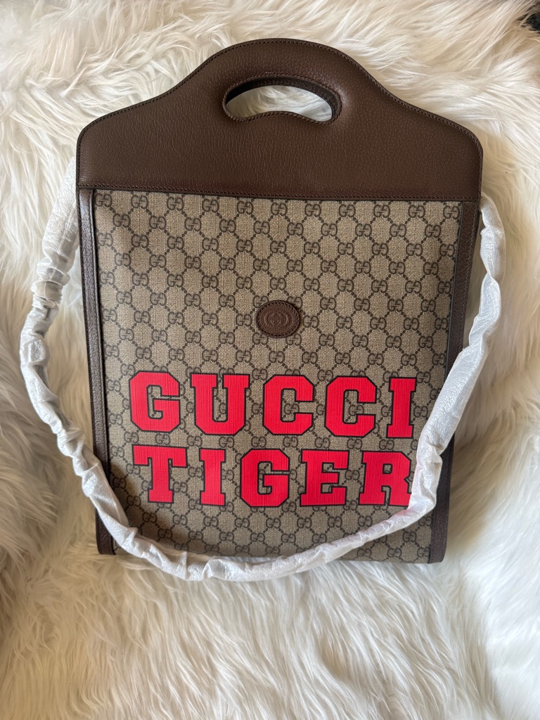 Gucci Gg Supreme Tote Bag Pvc Coated Canvas Leather Women Beige One Size 635798